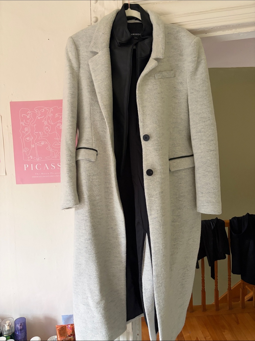 La Marque Light Gray Women's Wool-Blend Long Coat